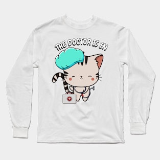 Cute tabby Cat is a doctor Long Sleeve T-Shirt